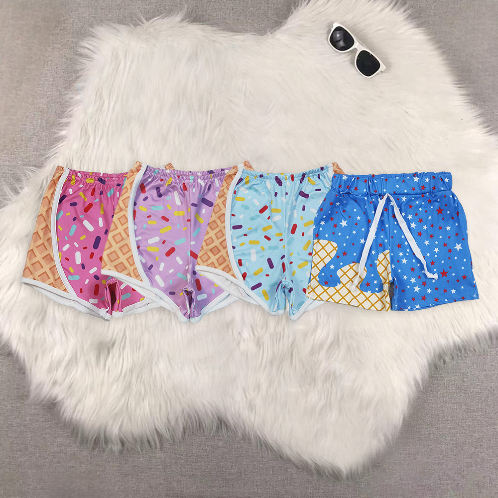 RTS NO MOQ Sibling Baby girls clothes boy clothes Summer ice cream team yoga Shorts