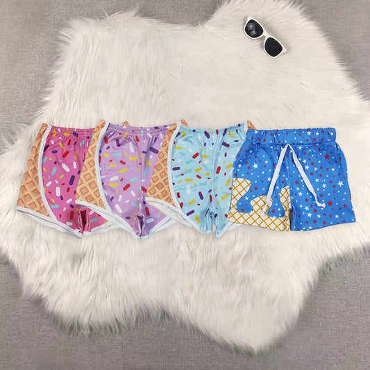 RTS NO MOQ Sibling Baby girls clothes boy clothes Summer ice cream team yoga Shorts