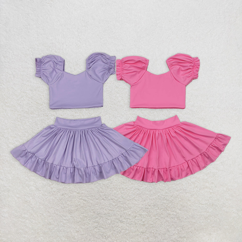 RTS NO MOQ Girls clothes yoga short sleeve Clothes Sets dress