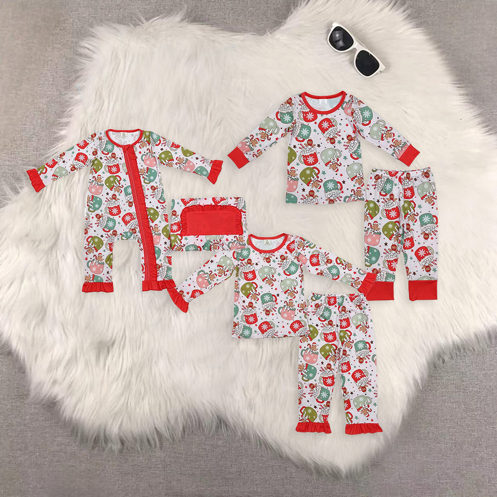 RTS NO MOQ Sibling Baby boys girls modal Christmas long-sleeved trousers suit & romper