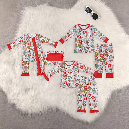 RTS NO MOQ Sibling Baby boys girls modal Christmas long-sleeved trousers suit & romper