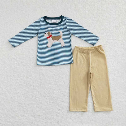 RTS NO MOQ（In Stock) BLP0380 Baby Boys embroidery Pocket Top Pants Outfits Sets