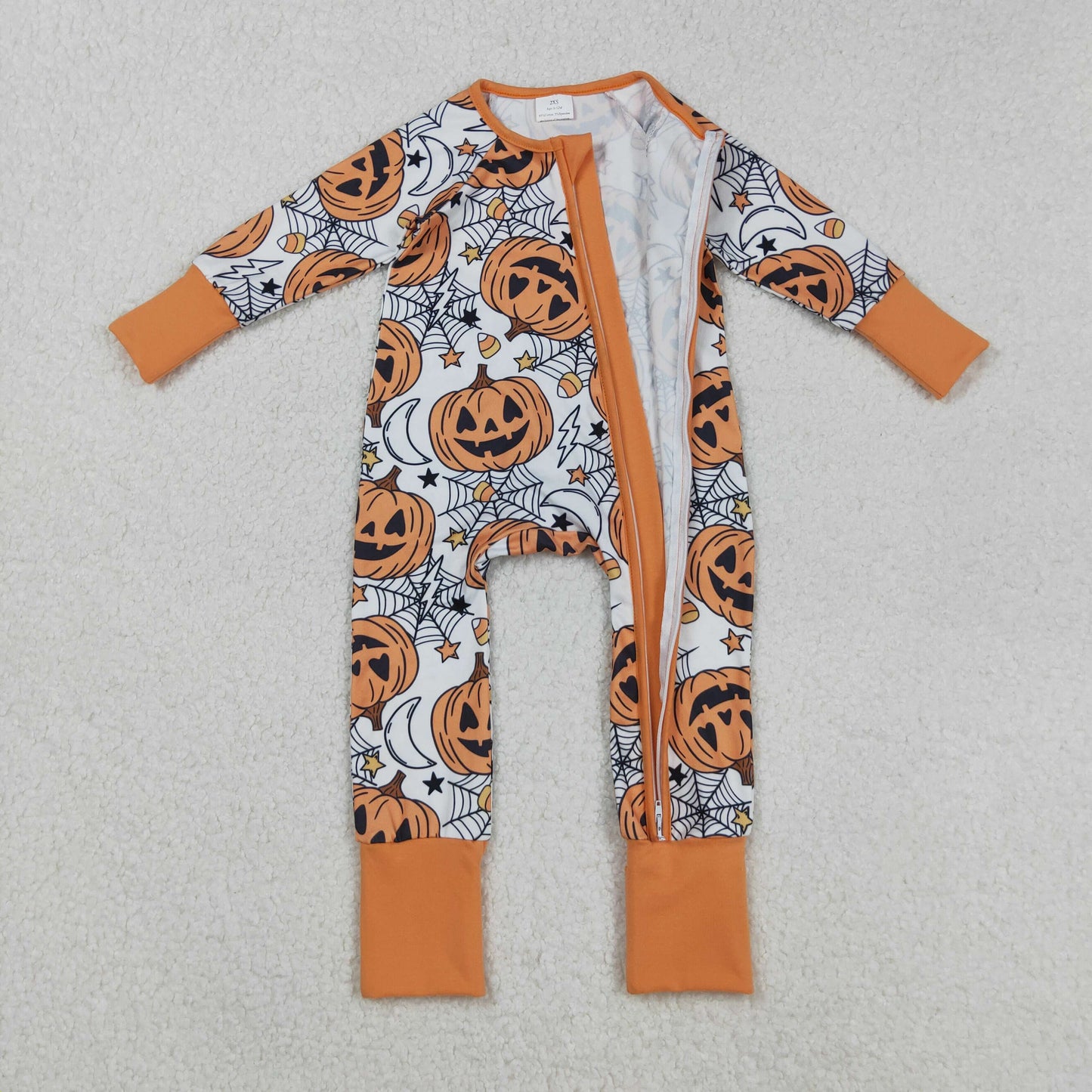 RTS Sibling baby girls clothes halloween pumpkin long Sleeve pants sets and romper and dress