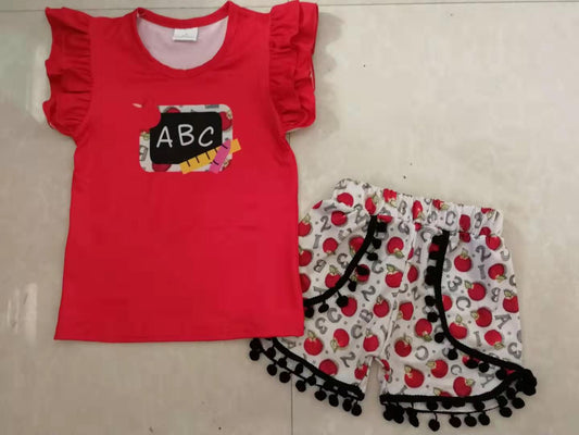 ABC girls red top with shorts sets