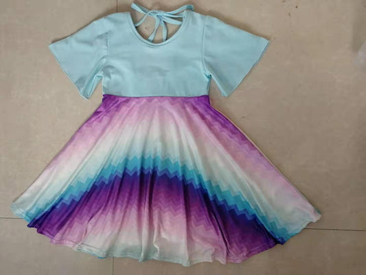 Blue purple striped summer skirt