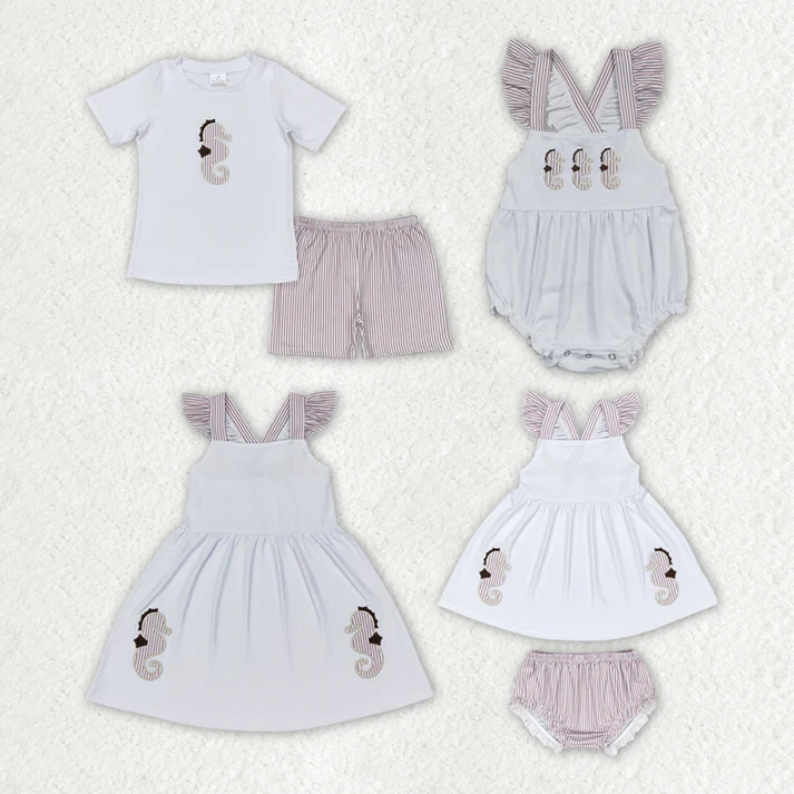 RTS NO MOQ embroidery short-sleeved shorts suit & short-sleeved sets and romper dress