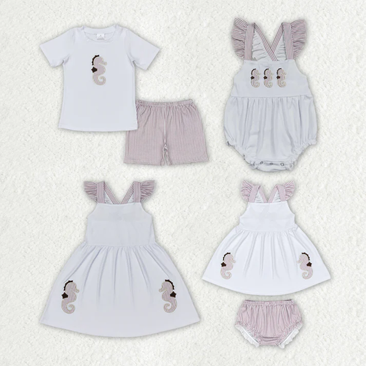 RTS NO MOQ embroidery short-sleeved shorts suit & short-sleeved sets and romper dress