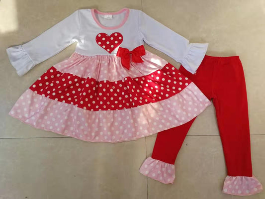 custom moq 5 mix size eta love dot top with red pants Valentine's Day  love  outfits