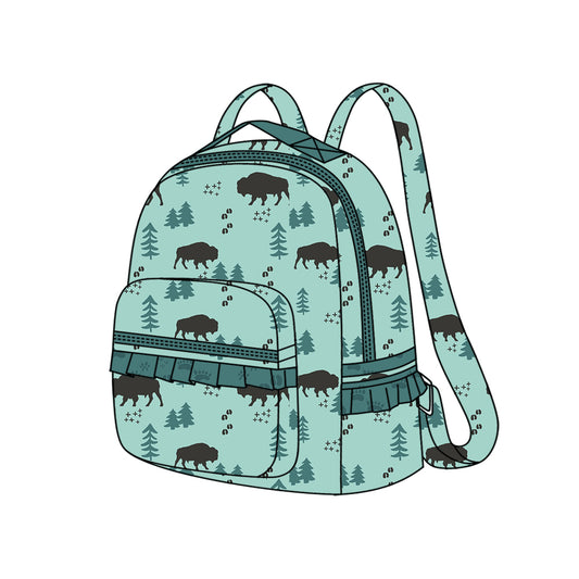 Green trees zipper backpack