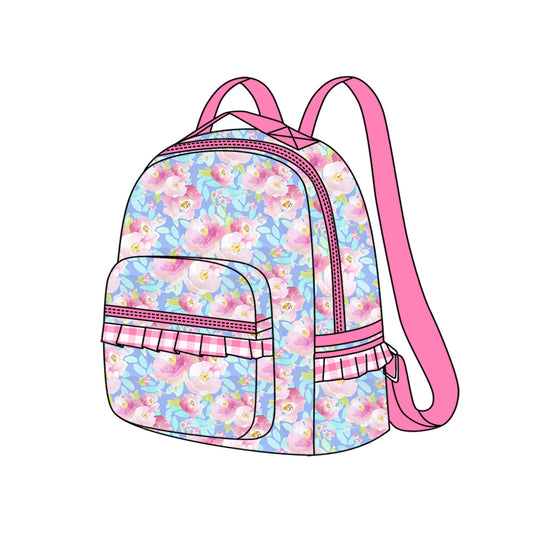 llght pink flower zipper backpack