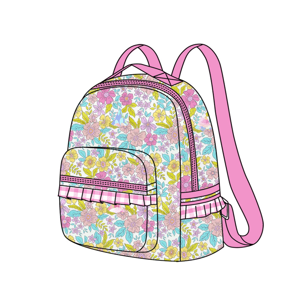 pink flower zipper backpack