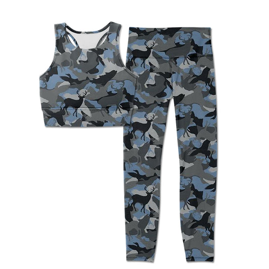 Camouflage deer yoga pants for adults