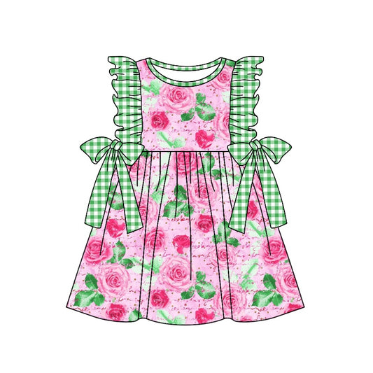 toddler girls clothes pink flower flying sleeve dress