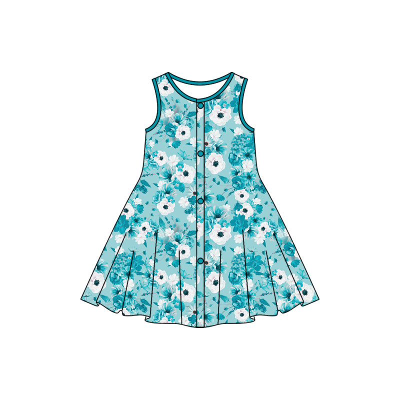 toddler girl clothes flower blue sleeveless dress