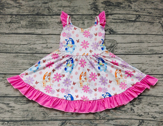 GSD0865 pre-order baby girl clothes cartoon dog pink girl summer dress 1