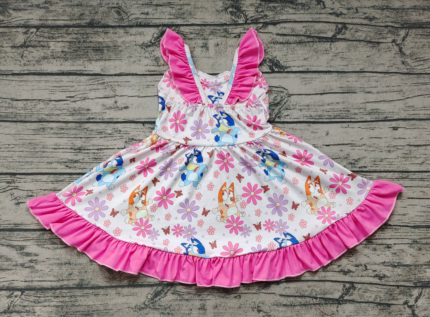 GSD0865 pre-order baby girl clothes cartoon dog pink girl summer dress 1