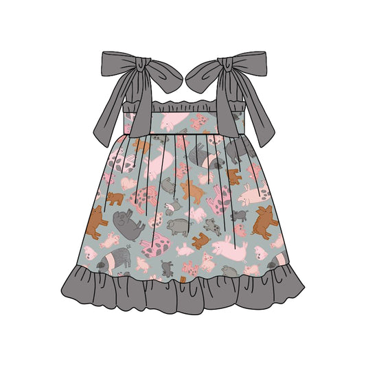 toddler girls clothes animal gray suspender summer dress