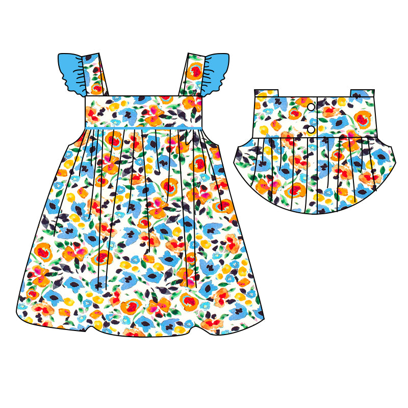 toddler girls clothesfloral flying sleeve summer dress