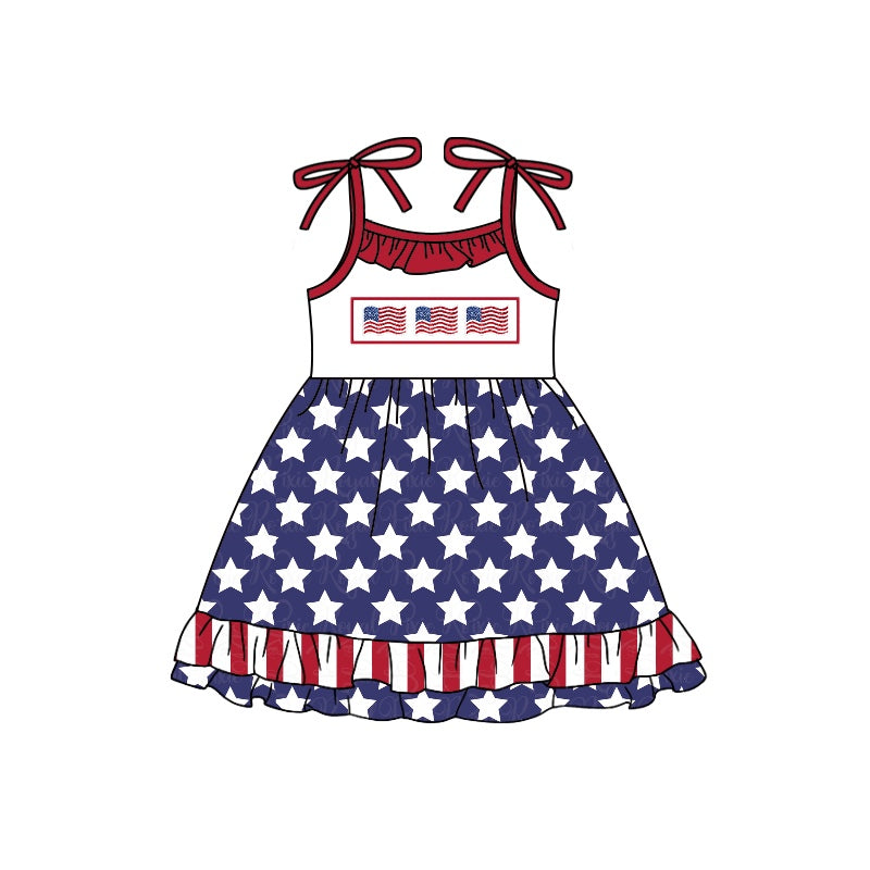 toddler clothes flag 4th of july baby girl summer suspender dress