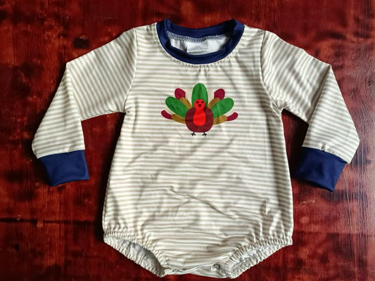 Custom moq 3 eta 6-7weeks Turkey Light Brown Striped Long Sleeve Cropped Bodysuit