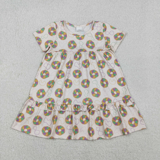 RTS NO MOQ（In Stock) GSD2838 Carnival Necklace Donut Short-Sleeve Dress