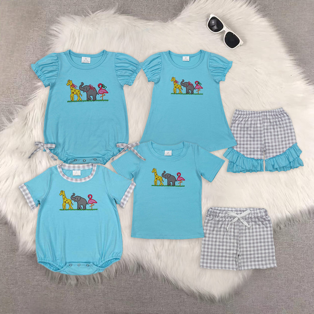 RTS NO MOQ baby boy and girls clothes embroidery Rompers Clothes Sets