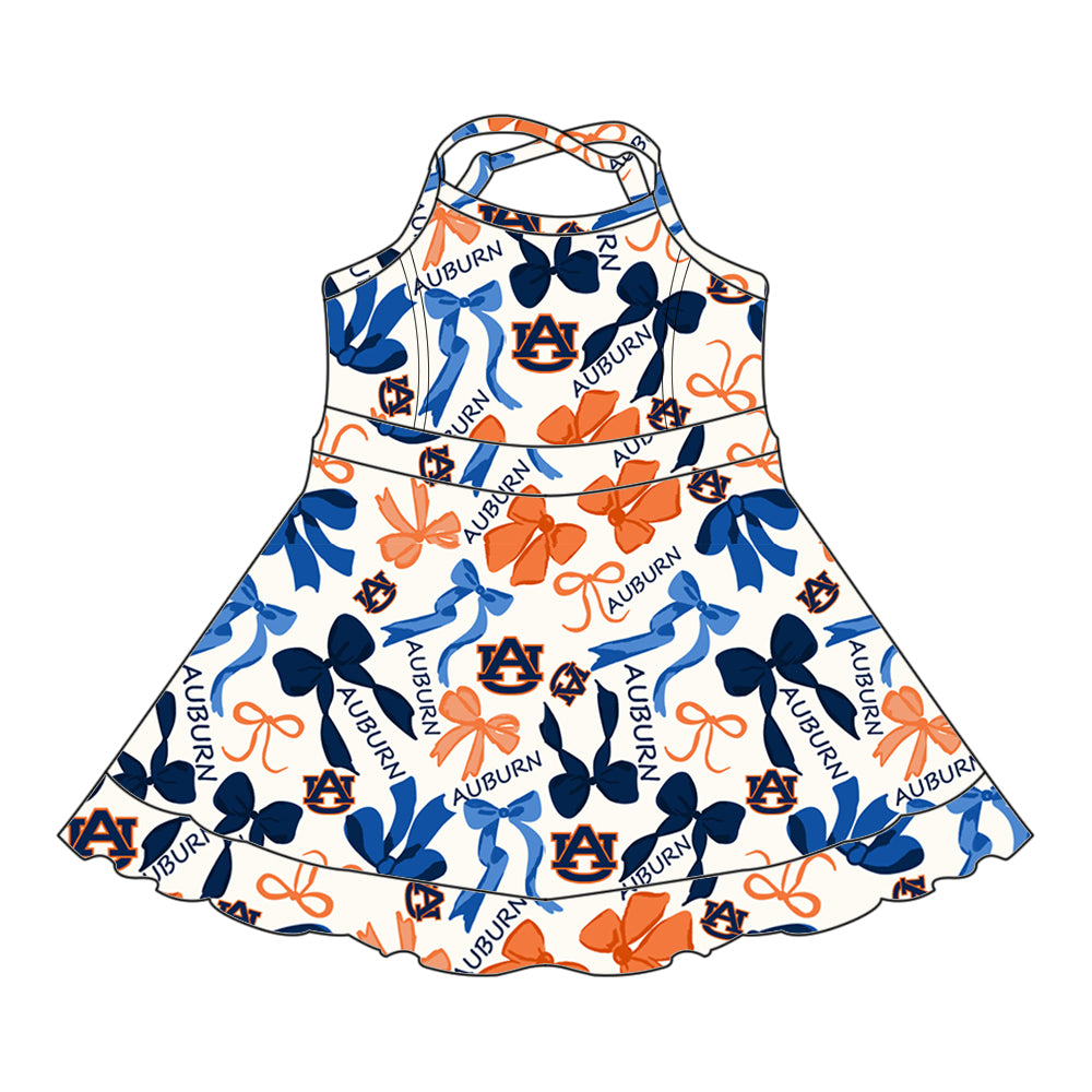 Custom moq 5 mix sizes summer teams baby girls clothes team blue short sleeve skirts shorts sets dress 1 and dress 2 and dress 3 and dress 4-25.5.13