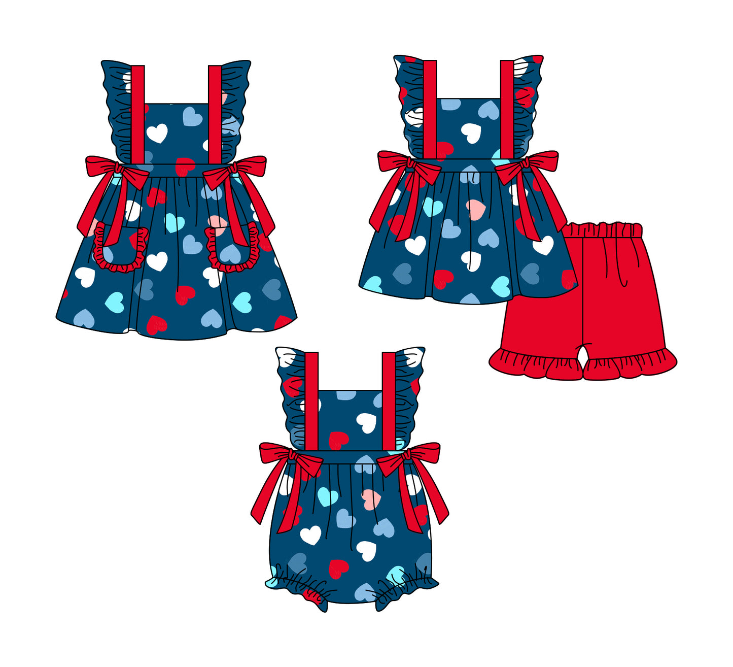 1.2 custom each style moq 5eta 4-6week Sibling Sistes love baby girl short sleeve shorts sets and dress and rompers match family design