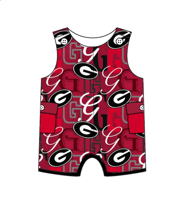 Custom summer teams baby girls clothes team brick red sets dress romper-25.5.6