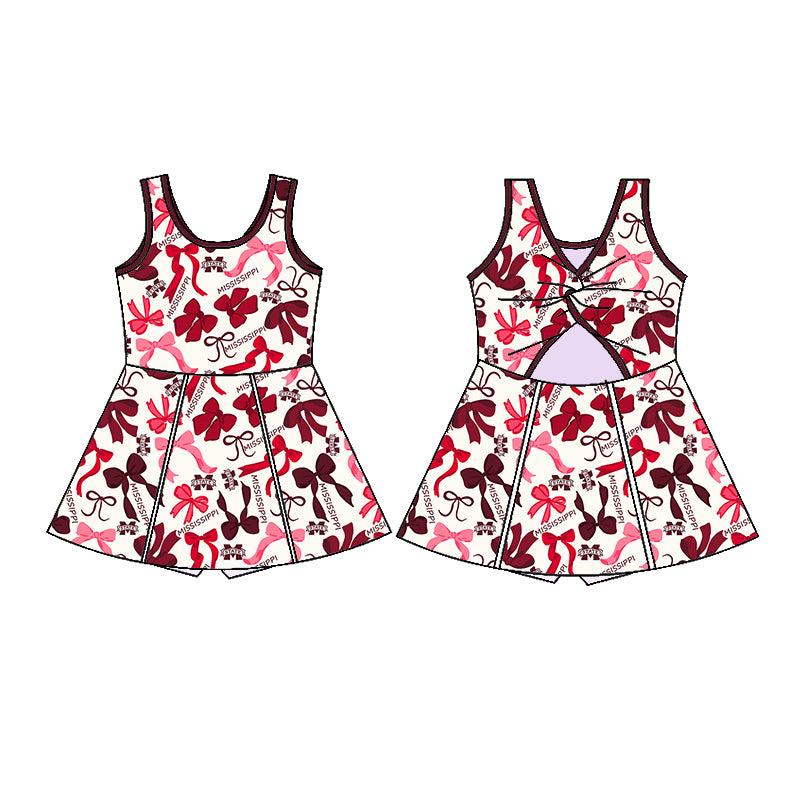 Custom moq 5 mix sizes summer teams baby girls clothes team brick red short sleeve skirts shorts sets dress 1 and dress 2 and dress 3 and dress 4-25.5.14