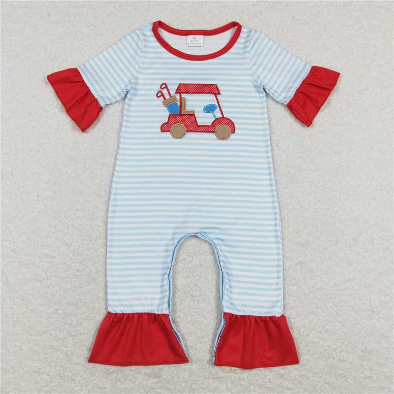 Baby girls car print blue plaid red boys set and baby romper Sibling Sister Clothes Sets