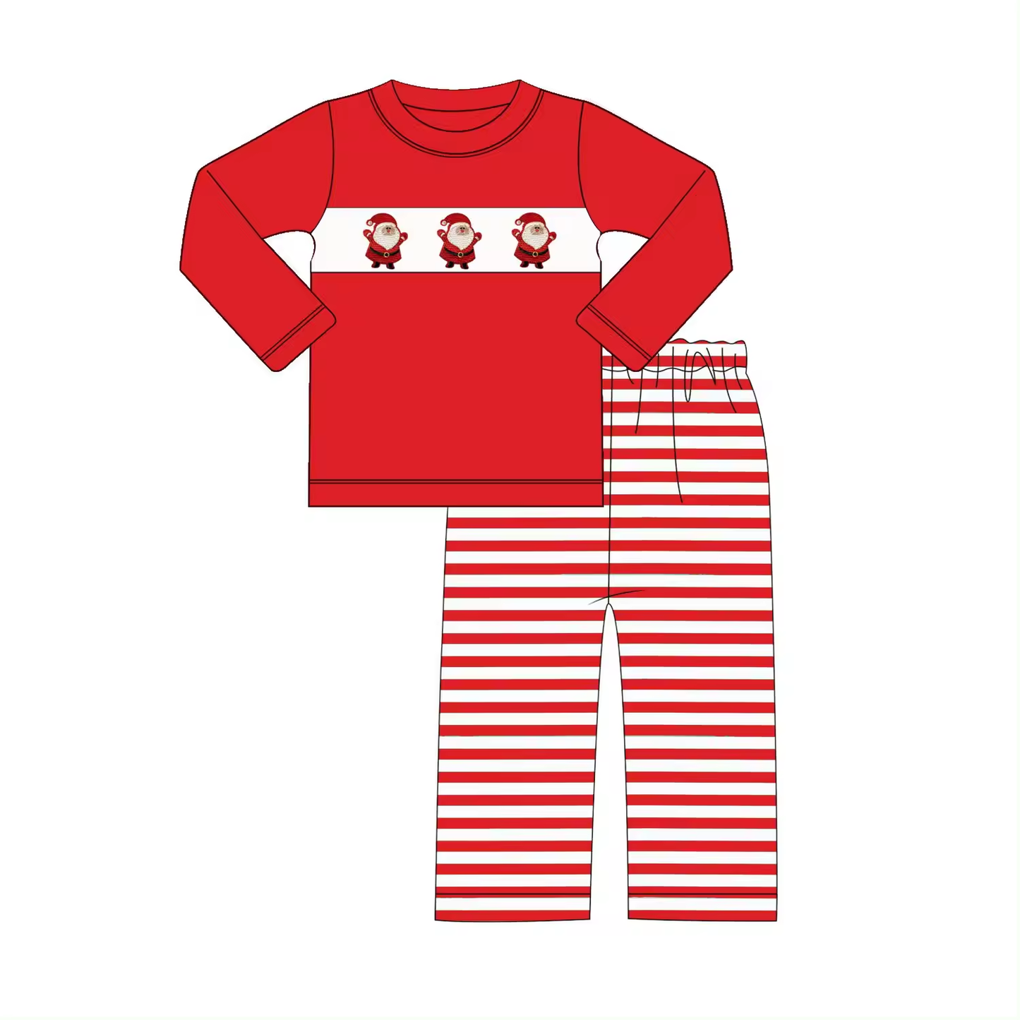 5.15custom each style moq 5eta 4-5week Sibling Sister Christmas style Santa Claus print red girls and boys outfits and baby romper and dress match family design