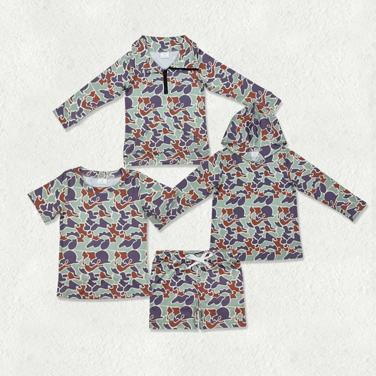 RTS NO MOQ Sibling baby boys girl camouflage Clothes short sleeve shorts sets and tops 2