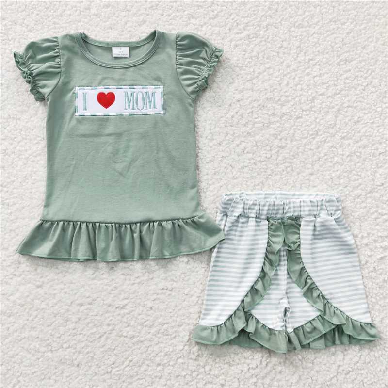 RTS Boys and girls Embroidered Short Sleeve Shorts sets dress rompers