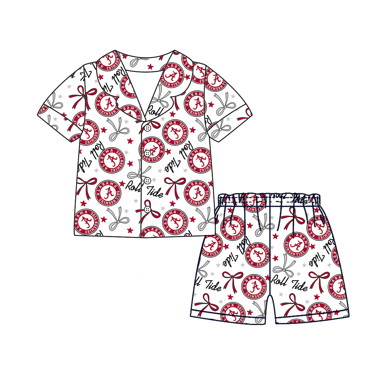 Custom moq 5 mix sizes summer teams baby girls clothes team brick red short sleeve shorts sets dress kids pants-25.5.12