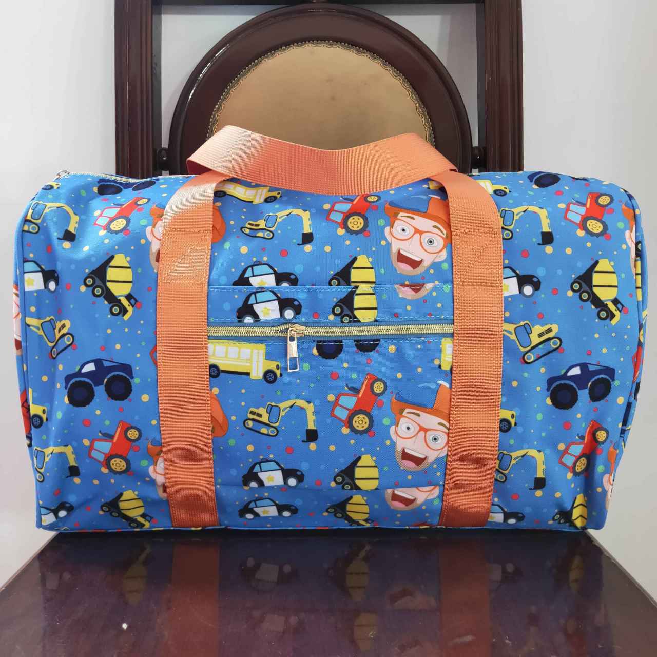 BA0129 blippi vehicle blue gym bag