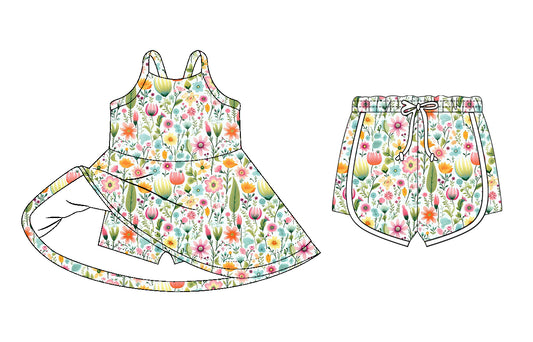 26.1.6 custom each style moq 5 eta 6-8week Sibling Sister floral baby short sleeve dress and shorts match design