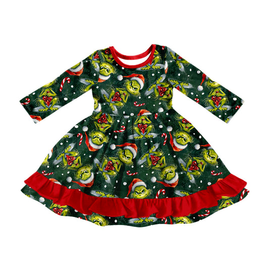 8.10 custom each style moq 5eta 4-6week baby girls clothes Christmas long sleeve dress