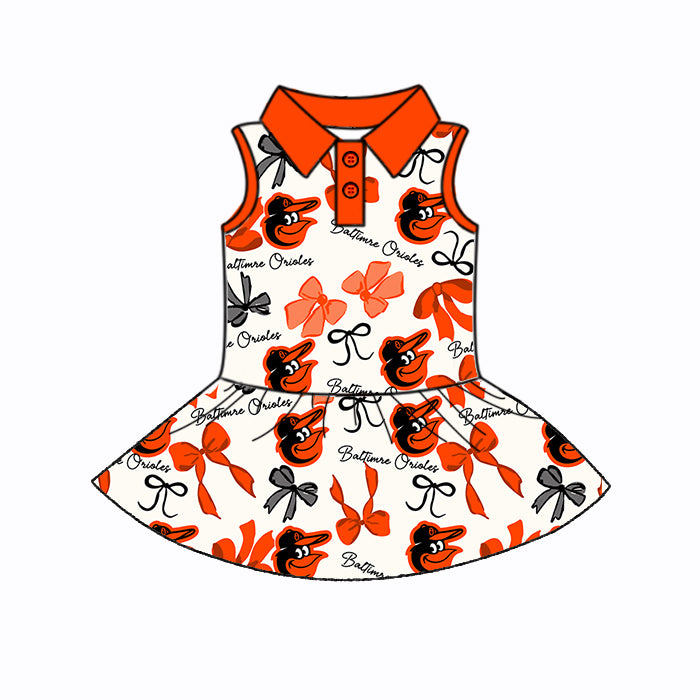 Custom moq 5 mix sizes summer teams baby girls clothes team orange short sleeve skirts shorts sets dress 1 and dress 2 and dress 3 and dress 4-25.5.19
