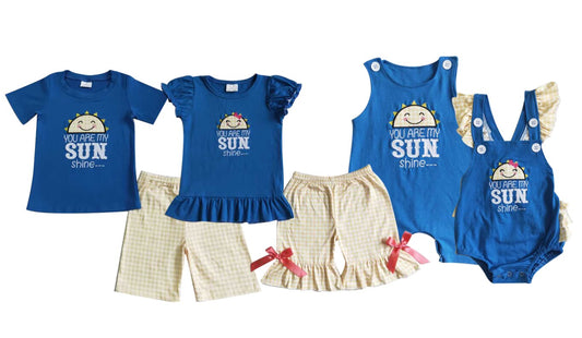 Baby Kids SUN YOU ARE MY SHINE Sibling Rompers Clothes Sets