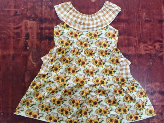 custom moq 5 eta 4-6weeks summer baby girls clothes sunflower flying sleeve skirt dress