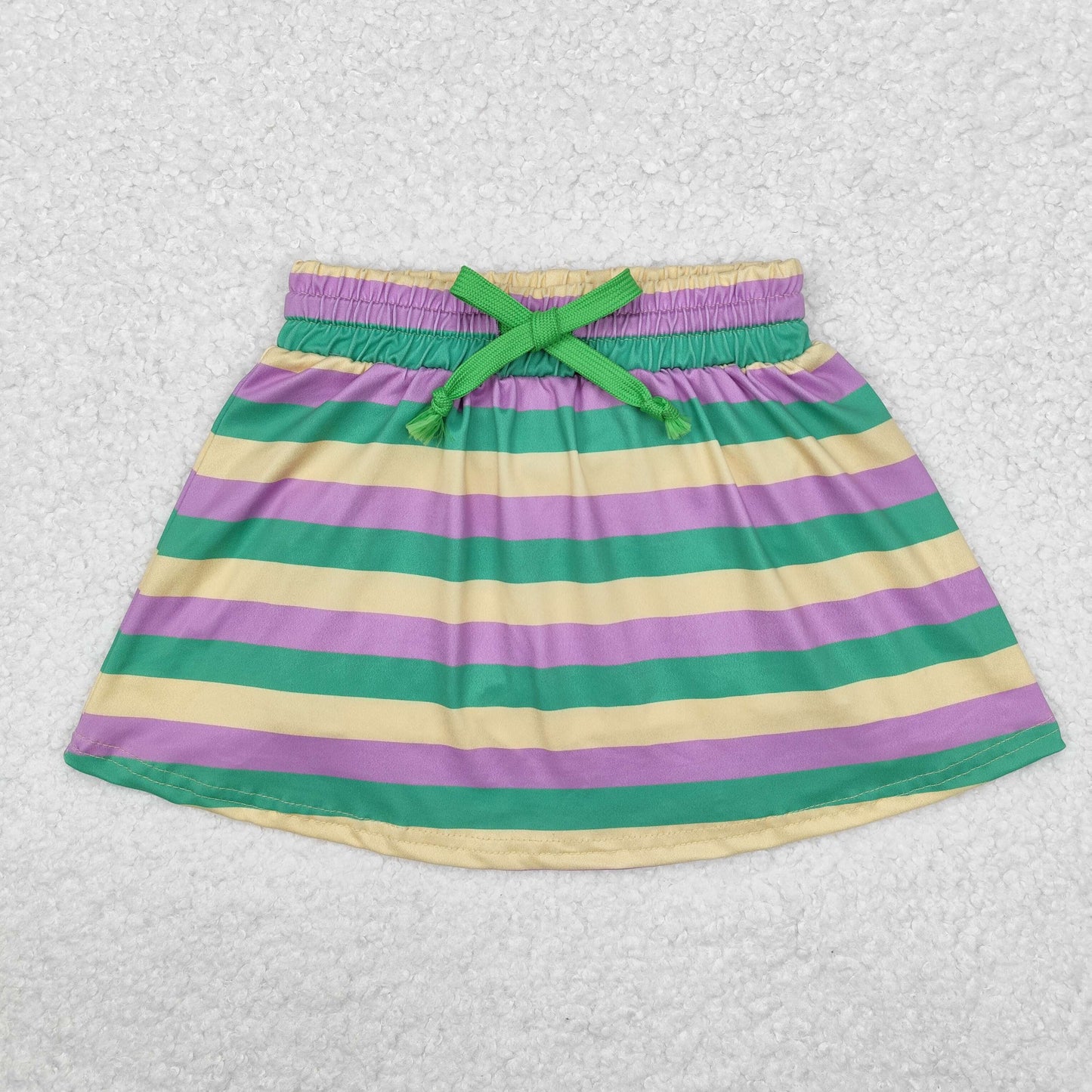 RTS NO MOQ Carnival yellow green purple color matching striped culottes skirt and shorts