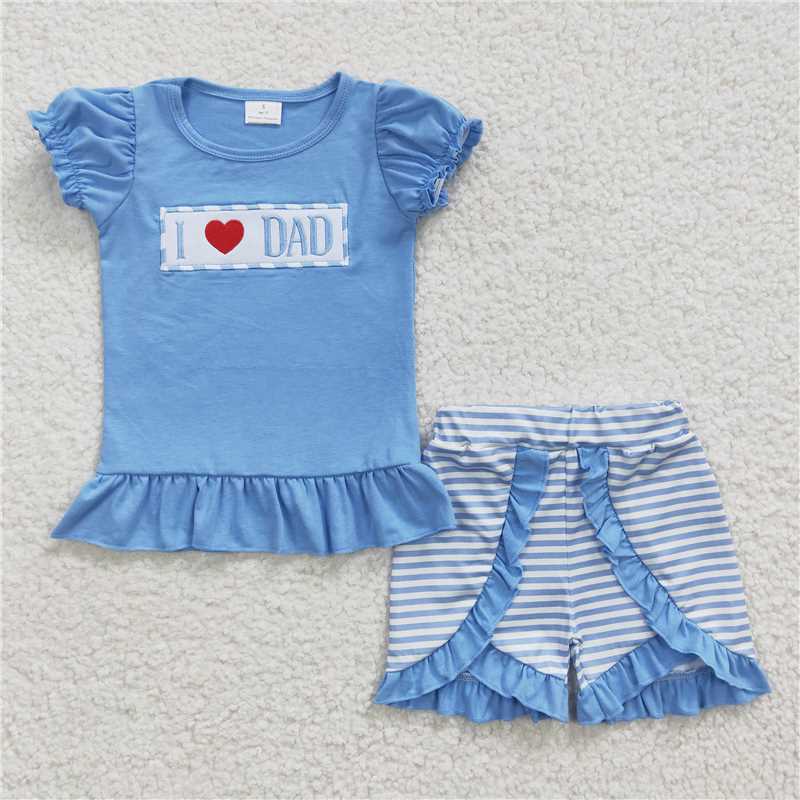 RTS Boys and girls Embroidered Short Sleeve Shorts sets dress rompers