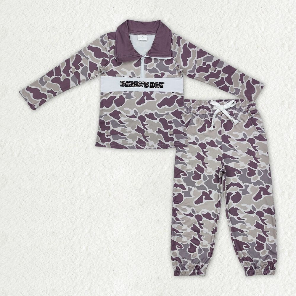RTS NO MOQ Baby Boys Clothes Camouflage duck long-sleeved pants set