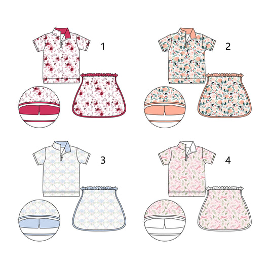 1.16 custom each style moq 5eta 4-6week Sibling Sister baby girls short sleeve shorts sets 1 and sets 4 match design