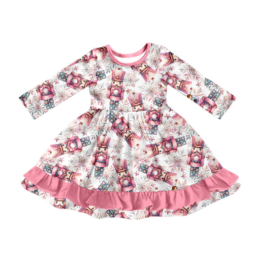 8.10 custom each style moq 5eta 4-6week baby girls clothes Christmas pink long sleeve dress