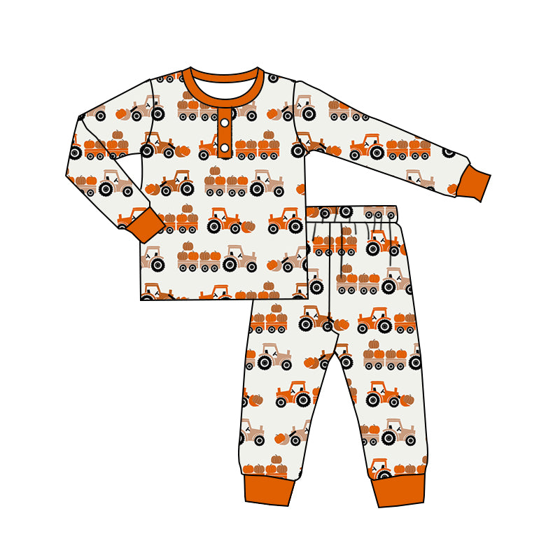 4.26 custom moq 5 eta 4-5weeks farm car prints long sleeves with farm car prints long pants