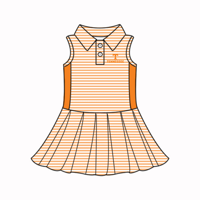 Custom summer teams baby girls clothes team orange sets dress top-25.5.5