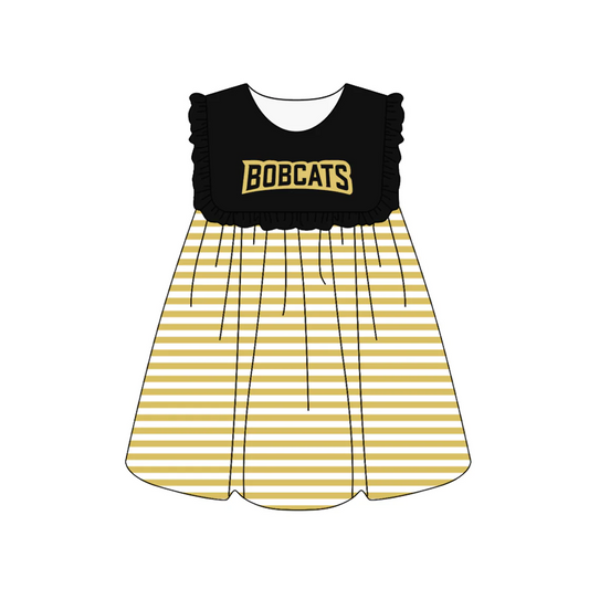 Deadline: February 9th custom no moq Black and gold striped summer dress