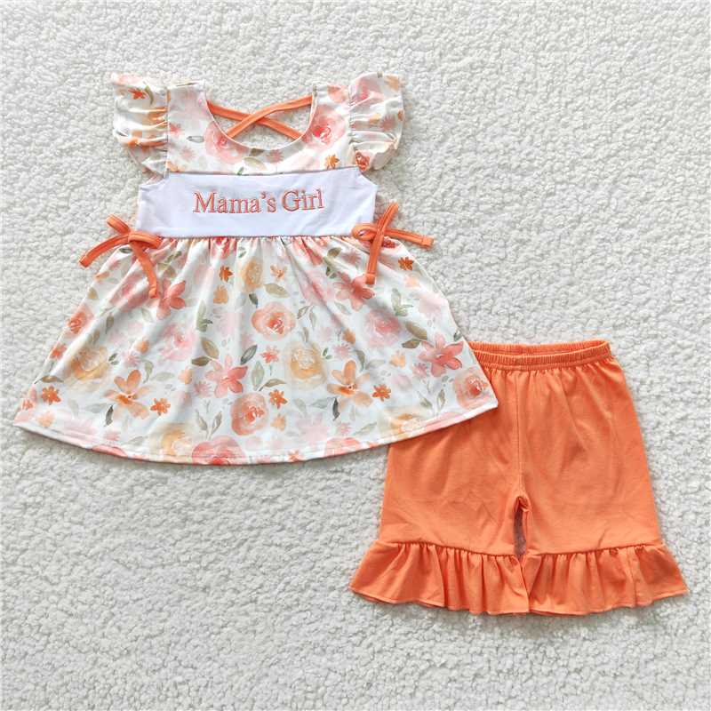 RTS Boys and girls Embroidered Short Sleeve Shorts sets dress rompers